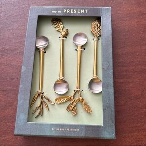 SOLD NWT Anthropologie Herbiflora Metal Teaspoons Set Of 4